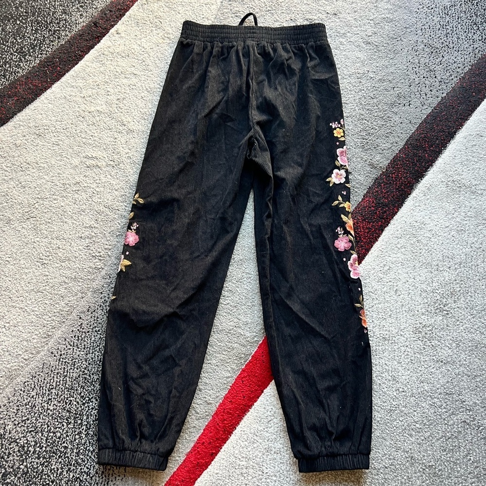 Savanna Jane Black Corduroy Floral Embroidered Joggers - Picture 4 of 4